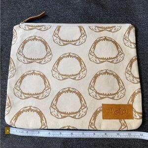 Shark Print Canvas Pouch